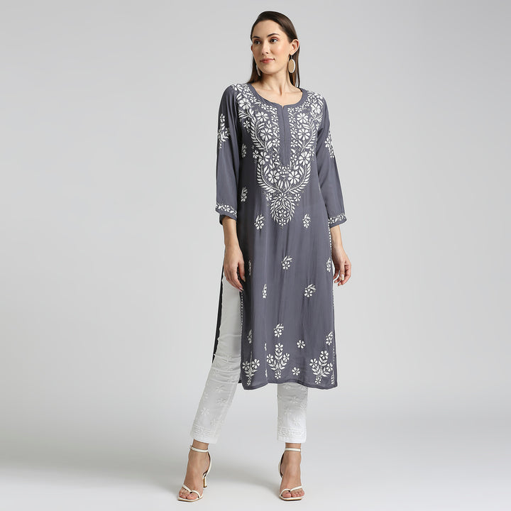 FAIZA MODAL CHIKANKARI LONG KURTI