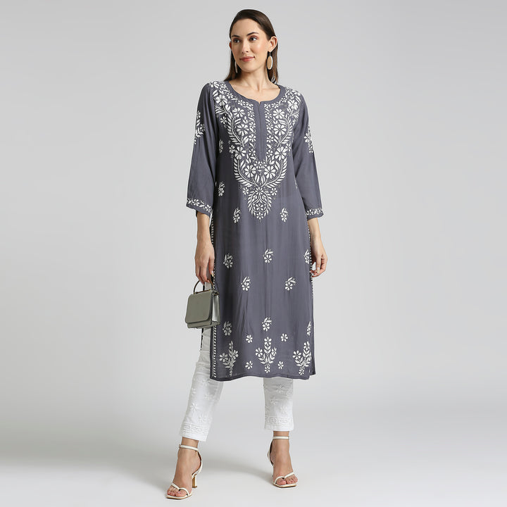 FAIZA MODAL CHIKANKARI LONG KURTI