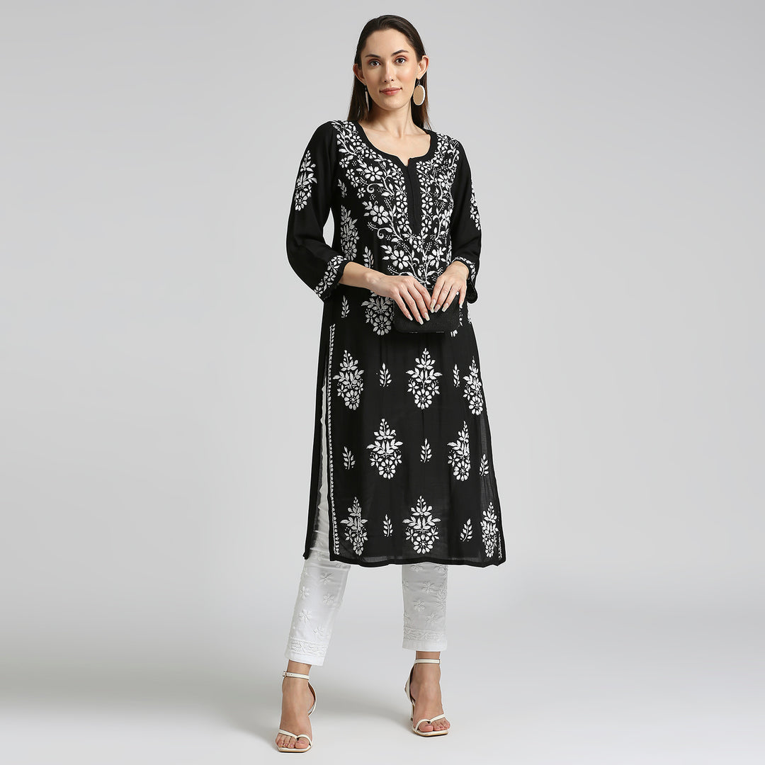 SANVI CHIKANKARI MODAL LONG KURTI