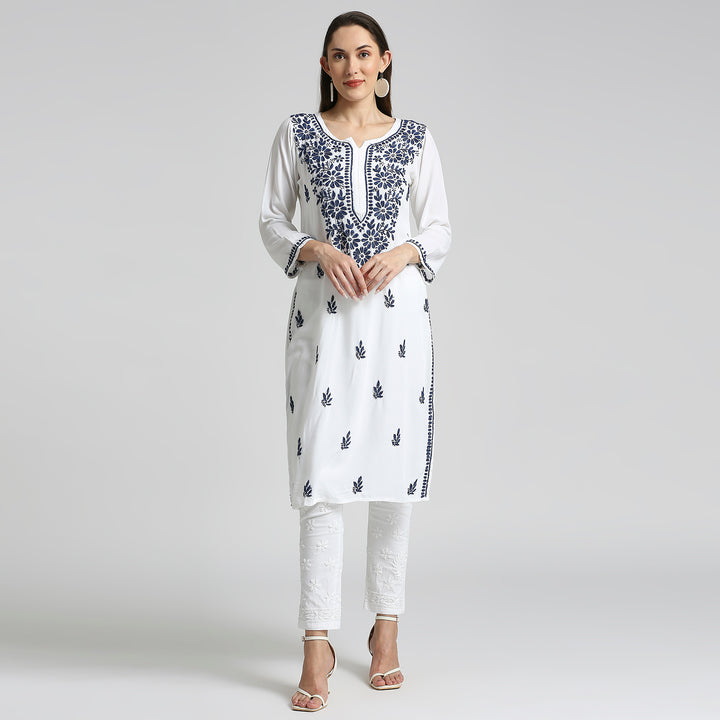 RAYON CHIKANKARI HIGHLIGHT LONG KURTI