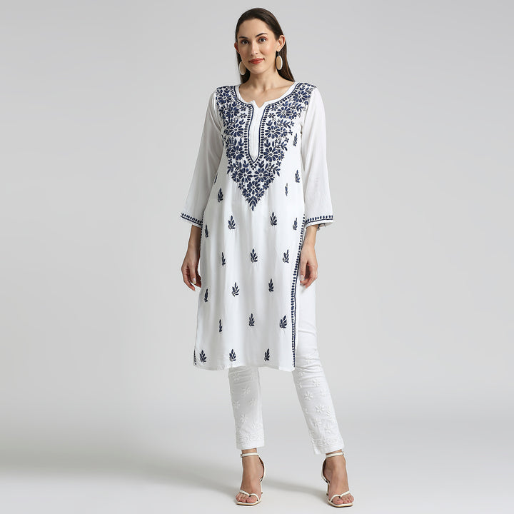 RAYON CHIKANKARI HIGHLIGHT LONG KURTI