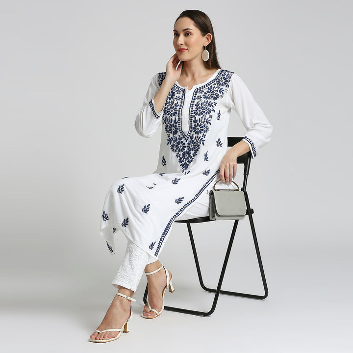 RAYON CHIKANKARI HIGHLIGHT LONG KURTI