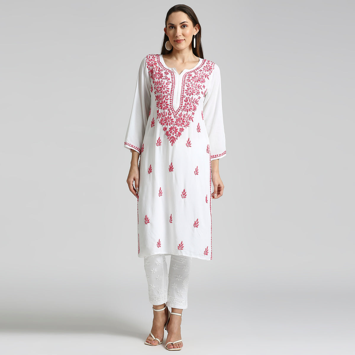 Rayon Chikankari Highlight Long Kurti
