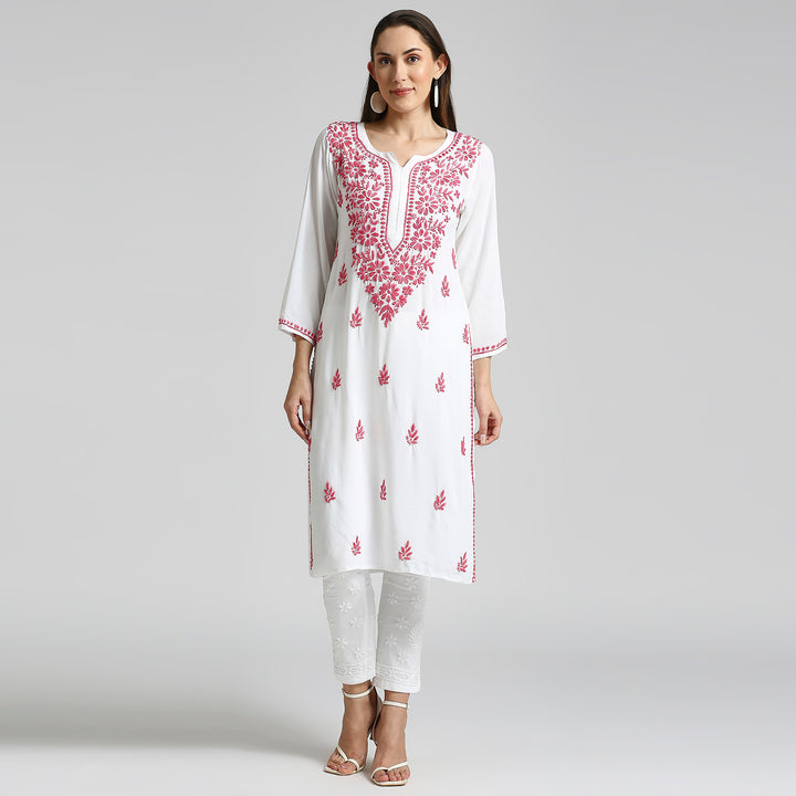 RAYON CHIKANKARI HIGHLIGHT LONG KURTI