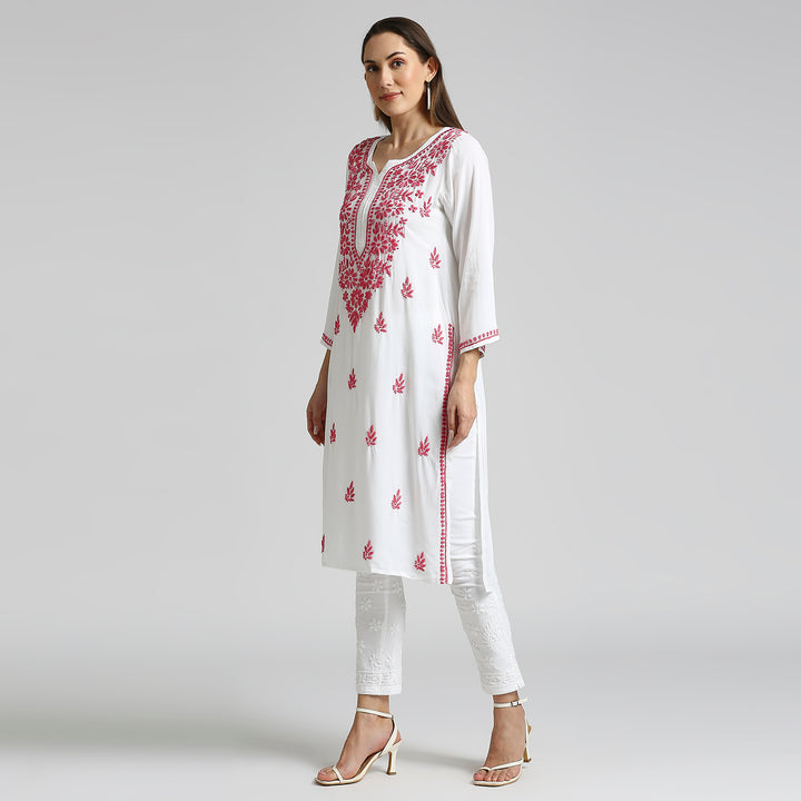 RAYON CHIKANKARI HIGHLIGHT LONG KURTI