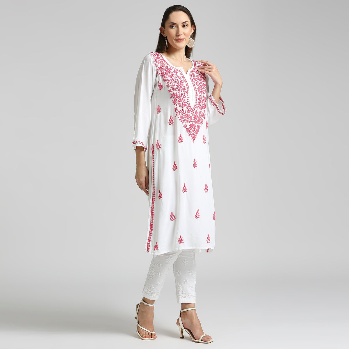 Rayon Chikankari Highlight Long Kurti