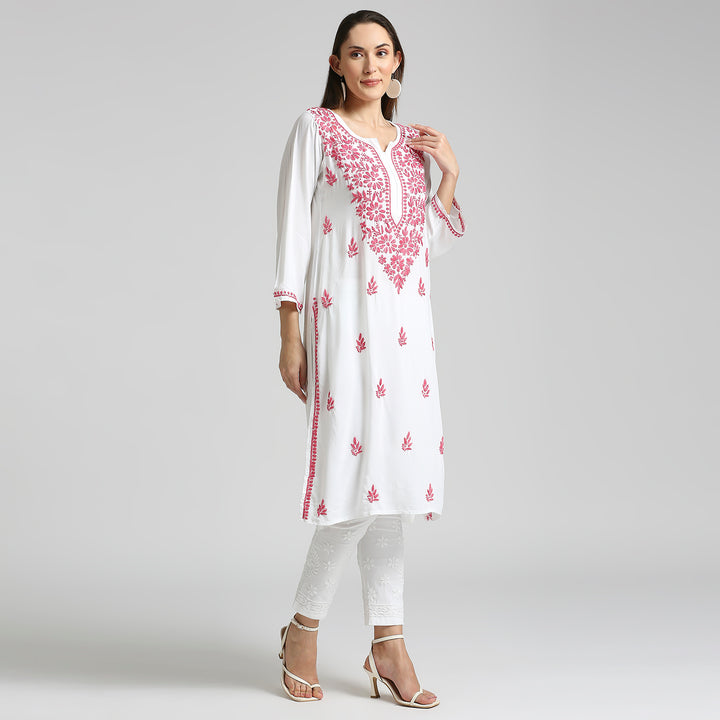 RAYON CHIKANKARI HIGHLIGHT LONG KURTI