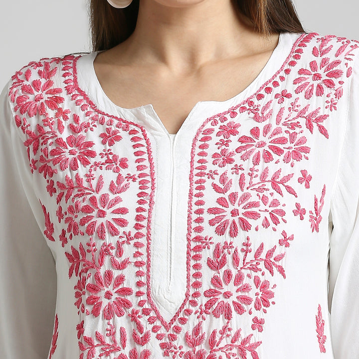 RAYON CHIKANKARI HIGHLIGHT LONG KURTI