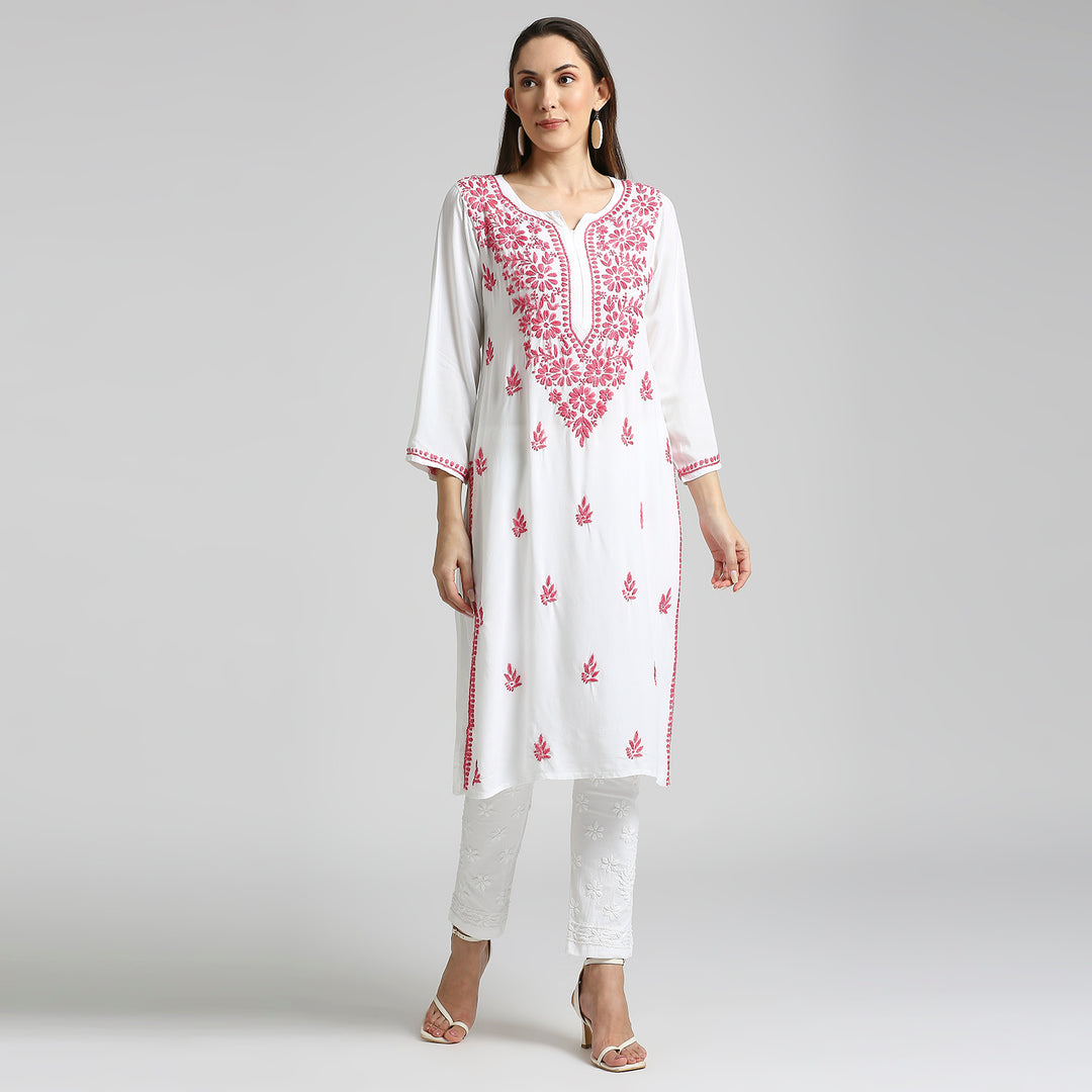 RAYON CHIKANKARI HIGHLIGHT LONG KURTI