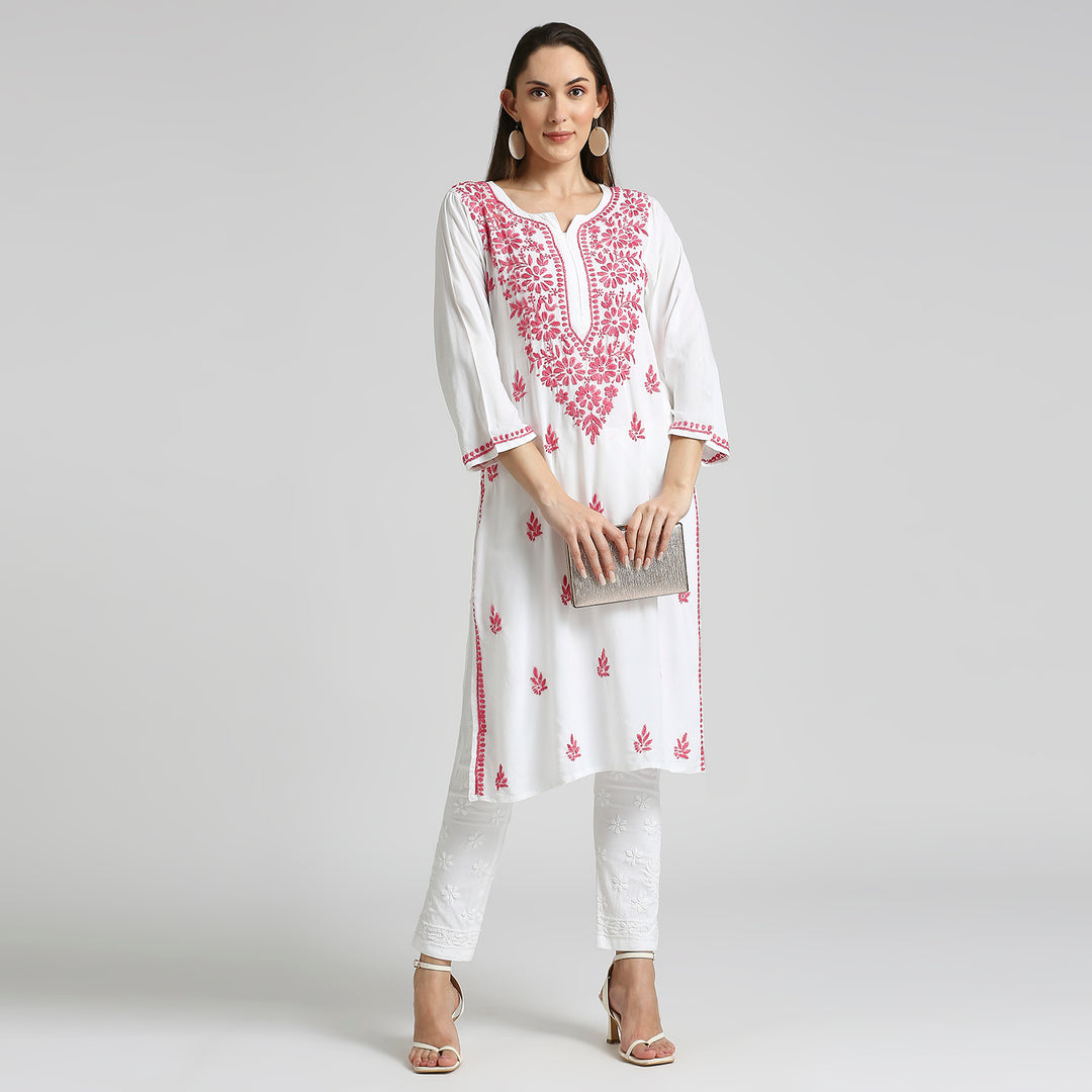 RAYON CHIKANKARI HIGHLIGHT LONG KURTI