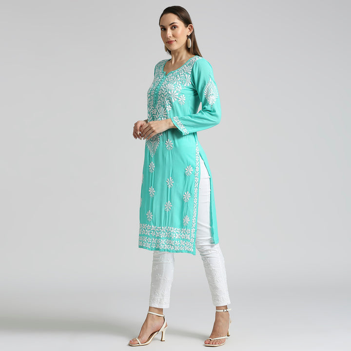 INARA MODAL CHIKANKARI LONG KURTI