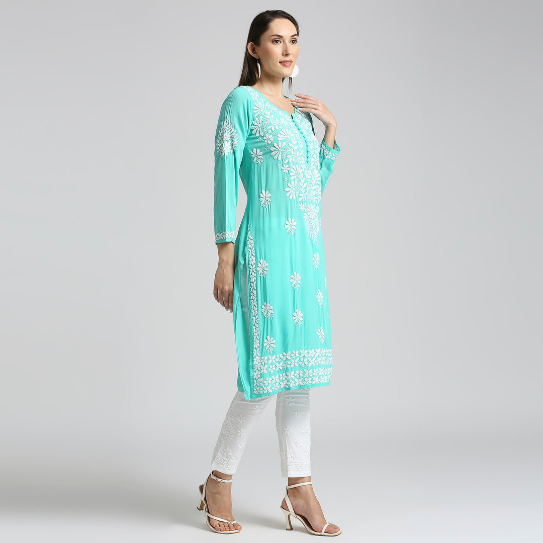 INARA MODAL CHIKANKARI LONG KURTI