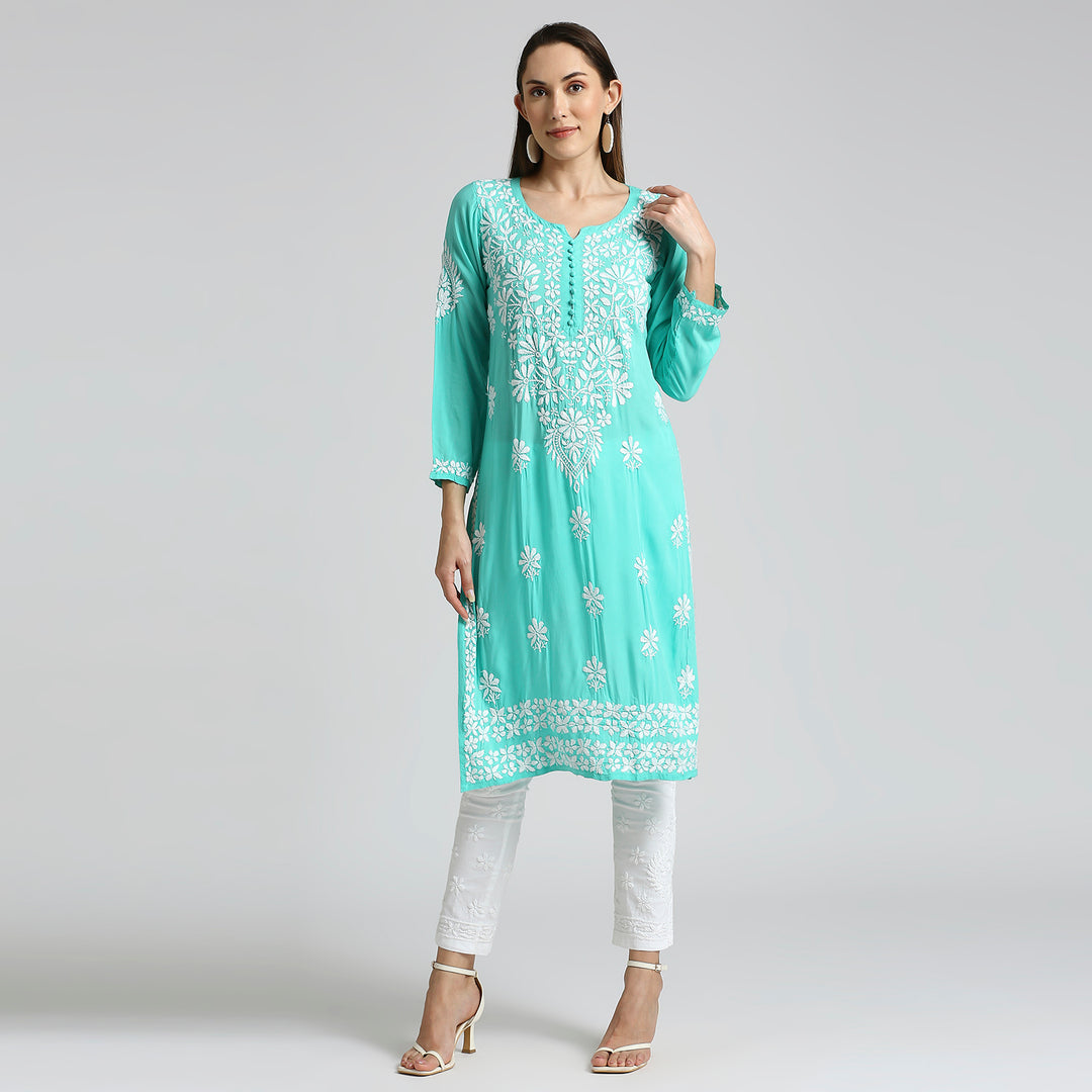 INARA MODAL CHIKANKARI LONG KURTI