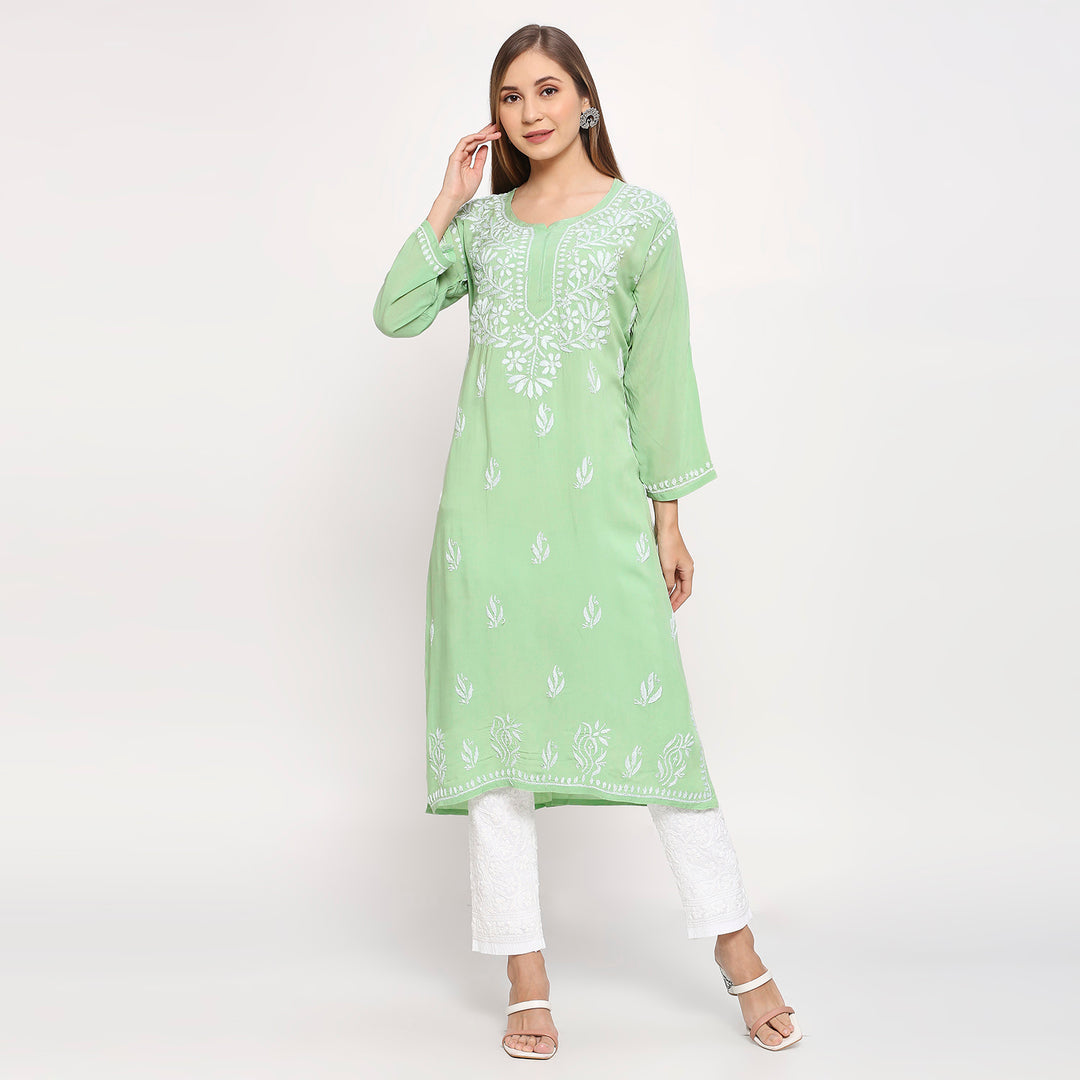 SAARIKA MODAL CHIKANKARI LONG KURTI