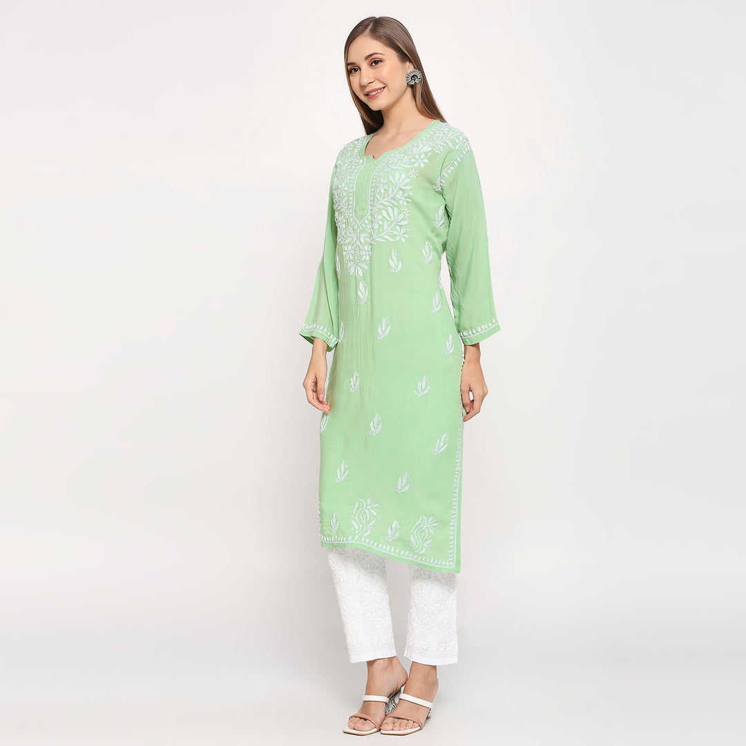 SAARIKA MODAL CHIKANKARI LONG KURTI