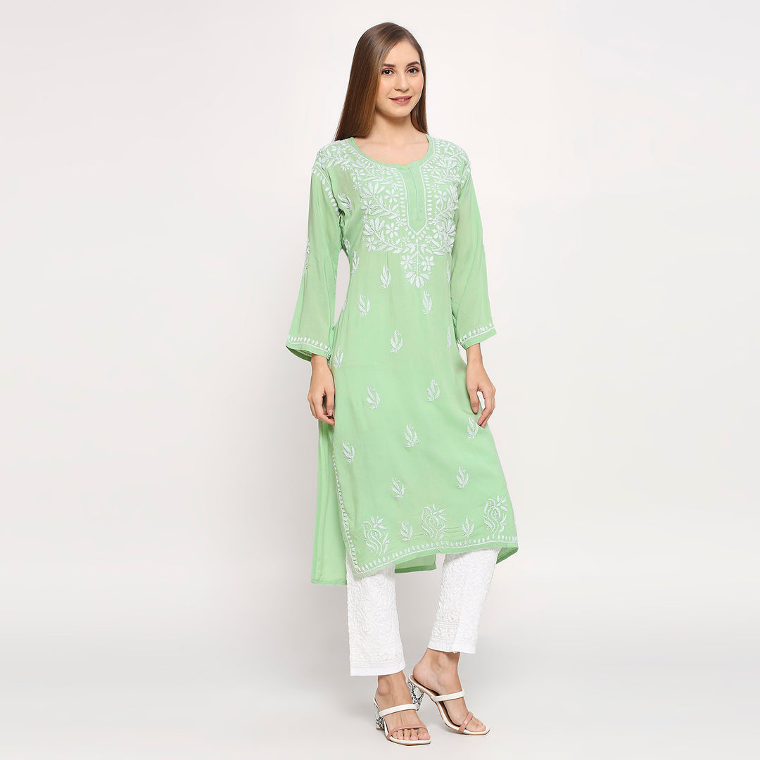 SAARIKA MODAL CHIKANKARI LONG KURTI