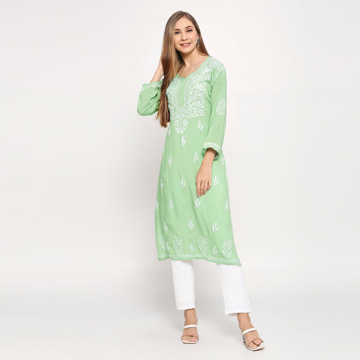 SAARIKA MODAL CHIKANKARI LONG KURTI