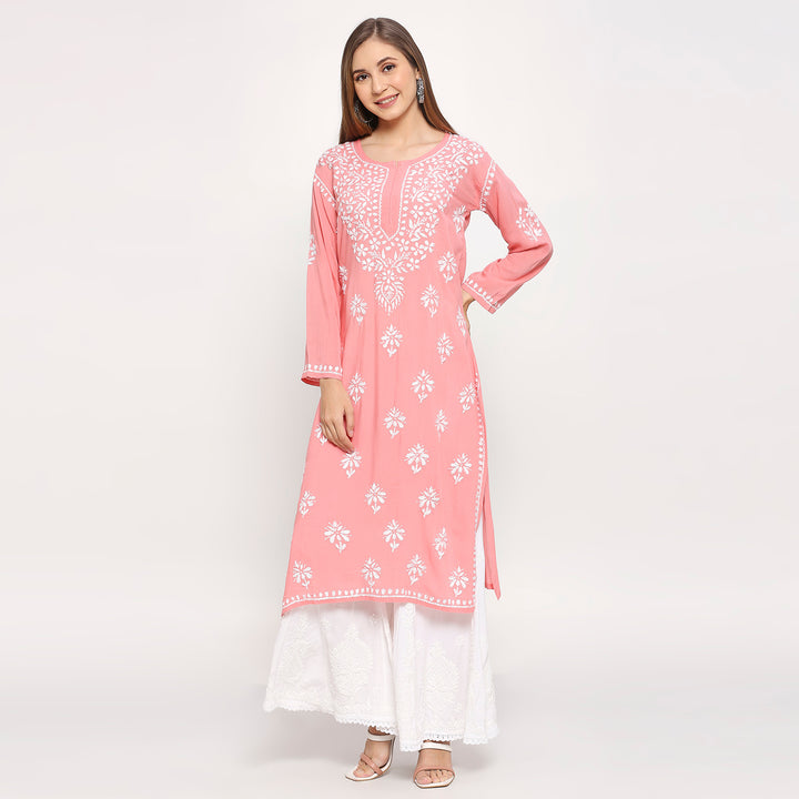 SAARIKA MODAL CHIKANKARI LONG KURTI