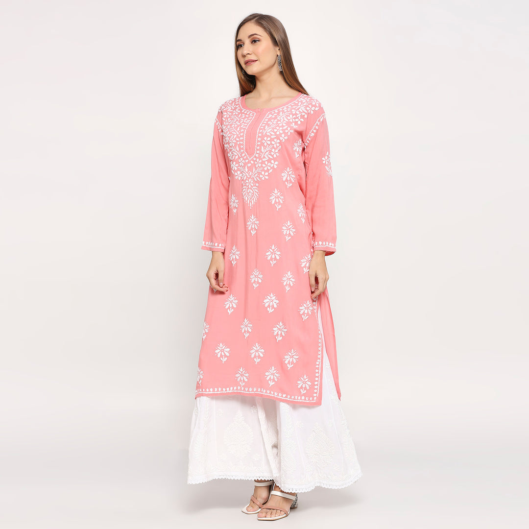 SAARIKA MODAL CHIKANKARI LONG KURTI