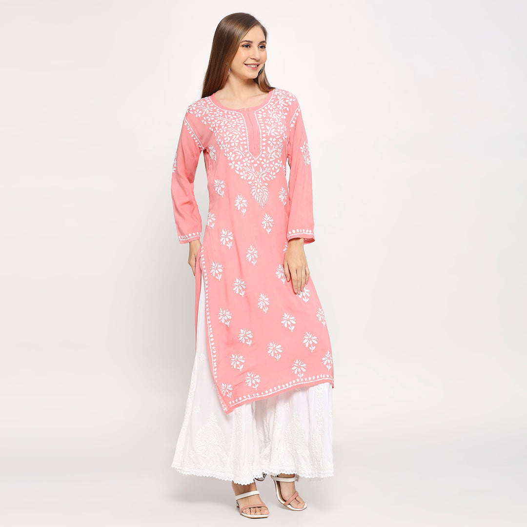 SAARIKA MODAL CHIKANKARI LONG KURTI