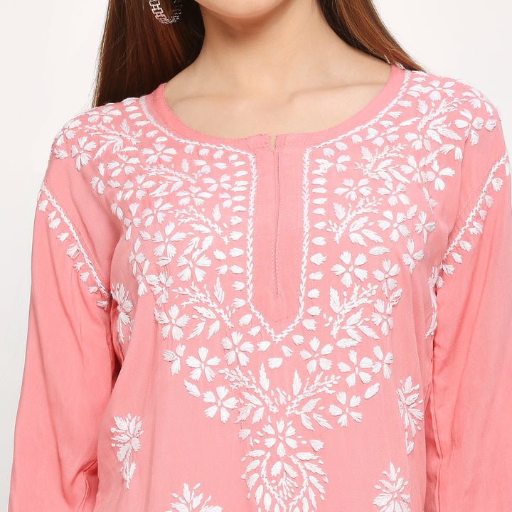 SAARIKA MODAL CHIKANKARI LONG KURTI