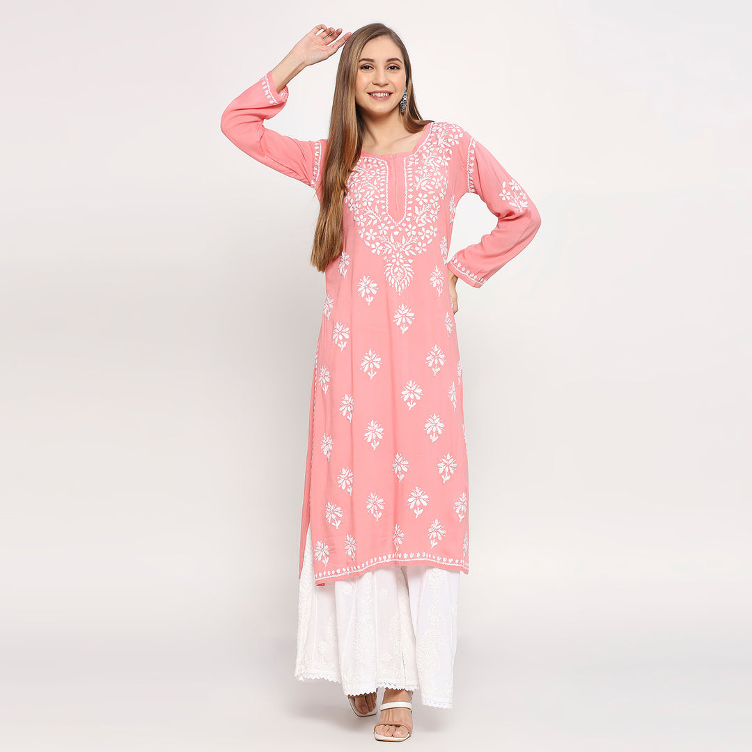 SAARIKA MODAL CHIKANKARI LONG KURTI