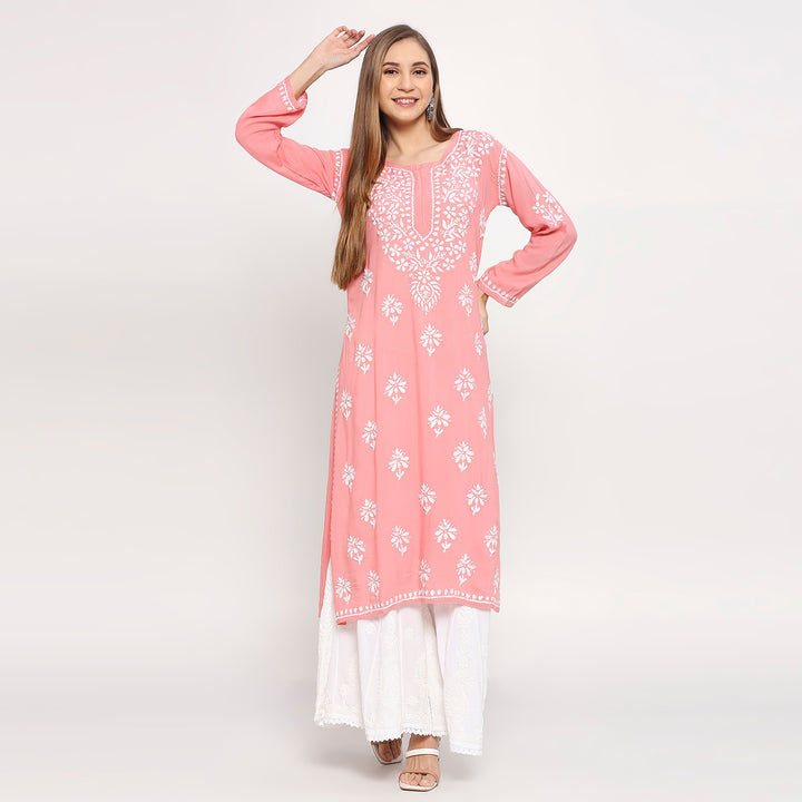 SAARIKA MODAL CHIKANKARI LONG KURTI