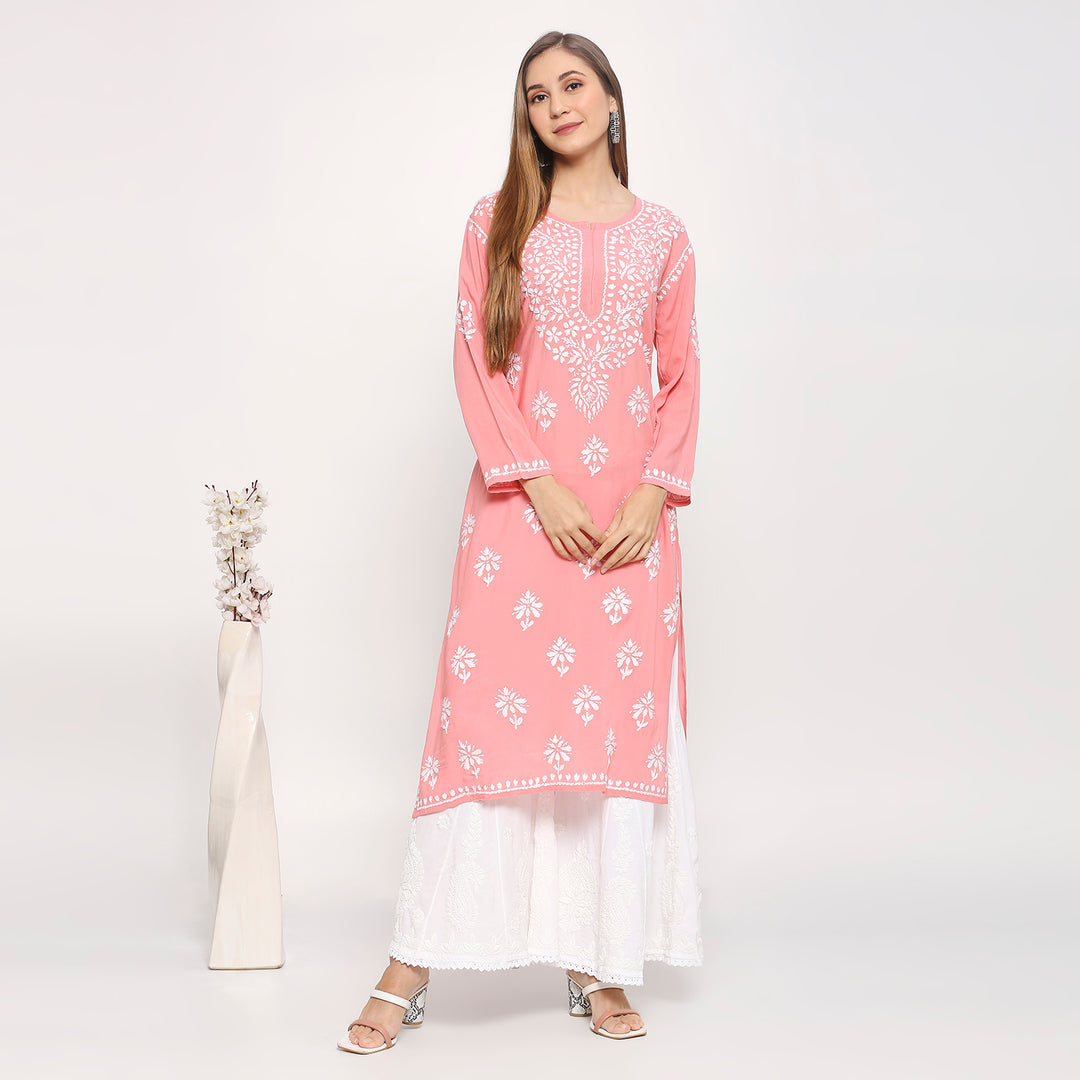 SAARIKA MODAL CHIKANKARI LONG KURTI