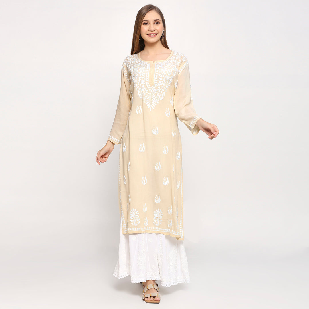 SAARIKA MODAL CHIKANKARI LONG KURTI