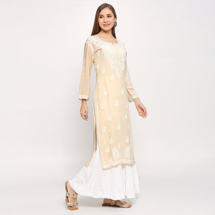 SAARIKA MODAL CHIKANKARI LONG KURTI