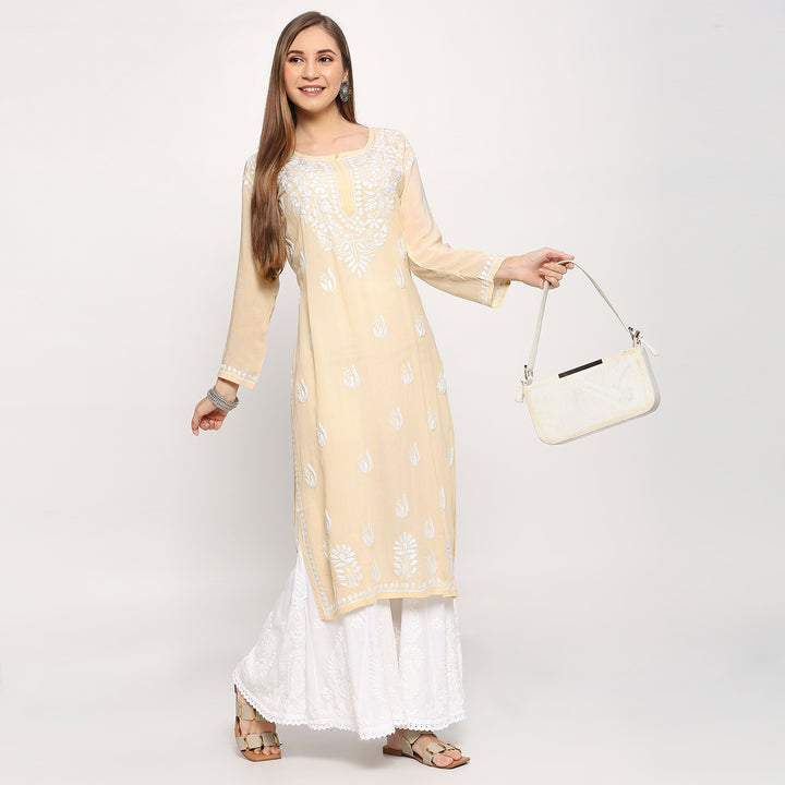 SAARIKA MODAL CHIKANKARI LONG KURTI