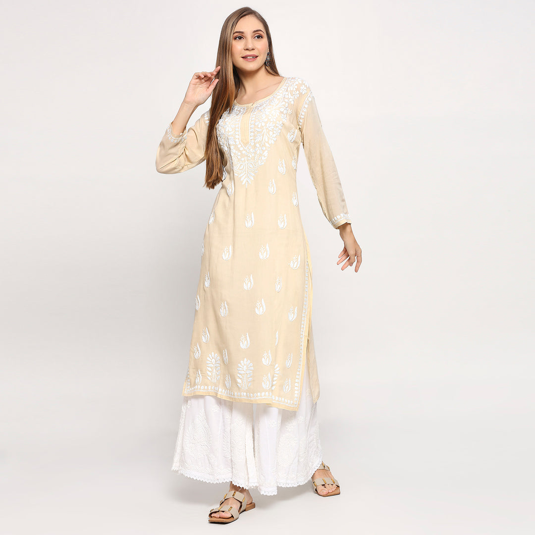 SAARIKA MODAL CHIKANKARI LONG KURTI