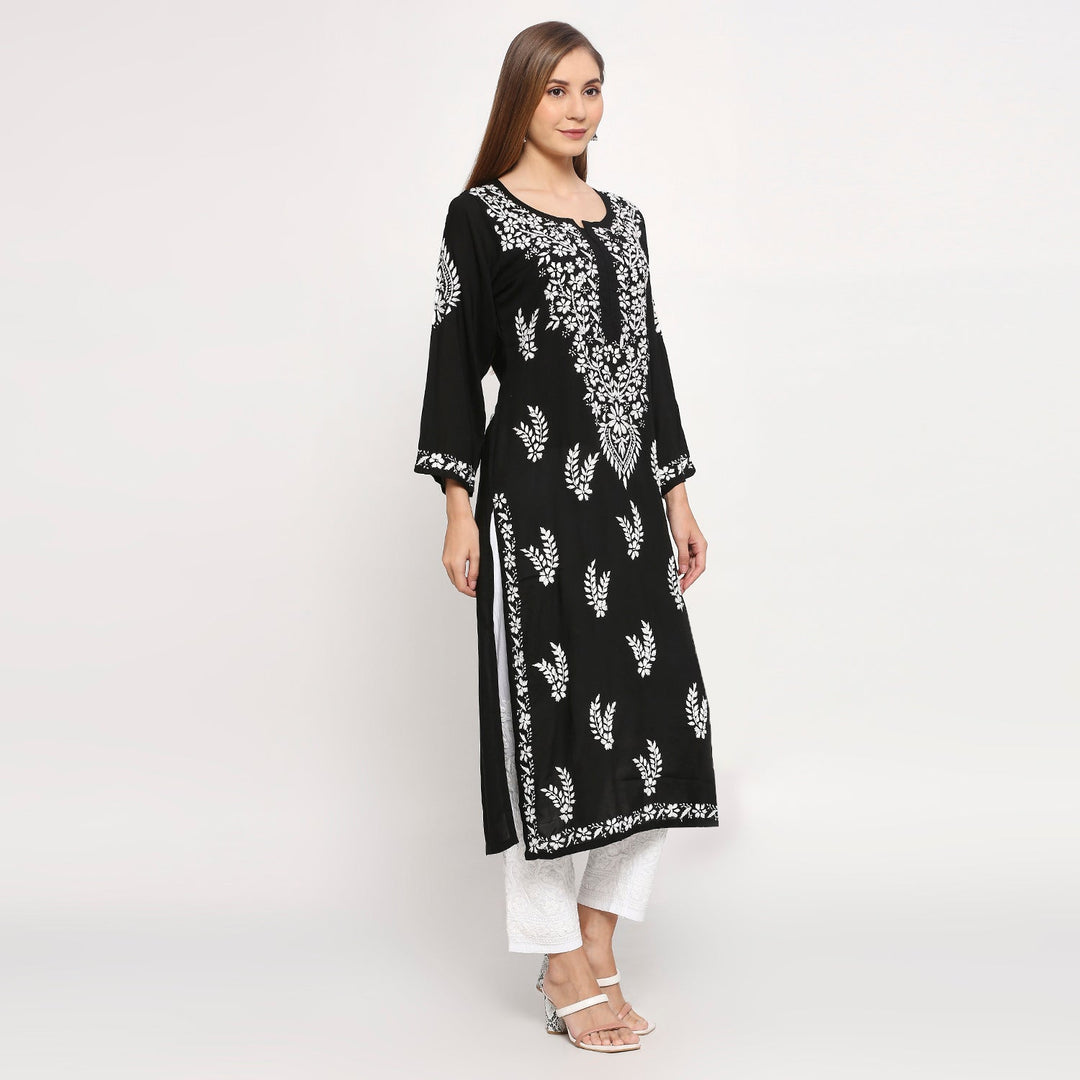 MODAL CHIKANKARI LEAFLET LONG KURTI