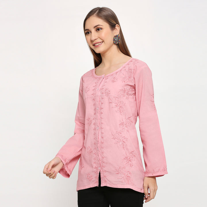 COTTON CHIKANKARI SHORT SHIRT