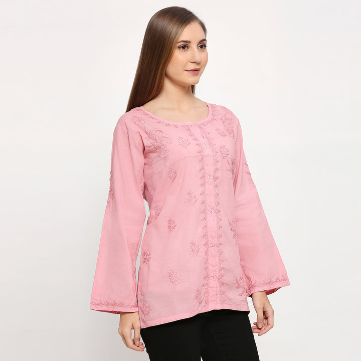 COTTON CHIKANKARI SHORT SHIRT