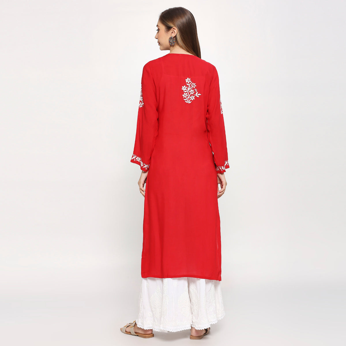 Modal Chikankari Leaflet Long Kurti