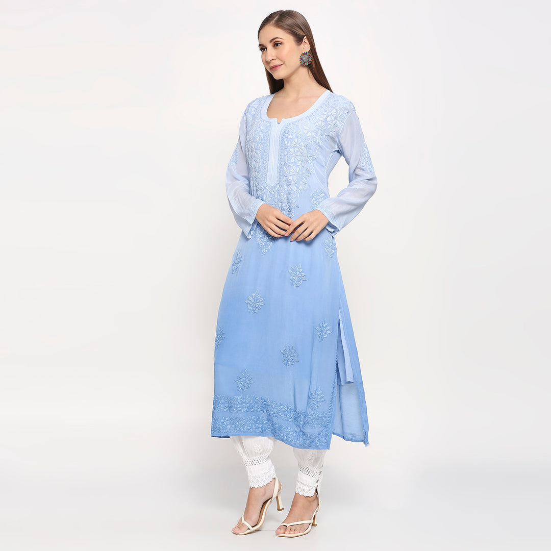 Gul crepe chikankari long Kurti