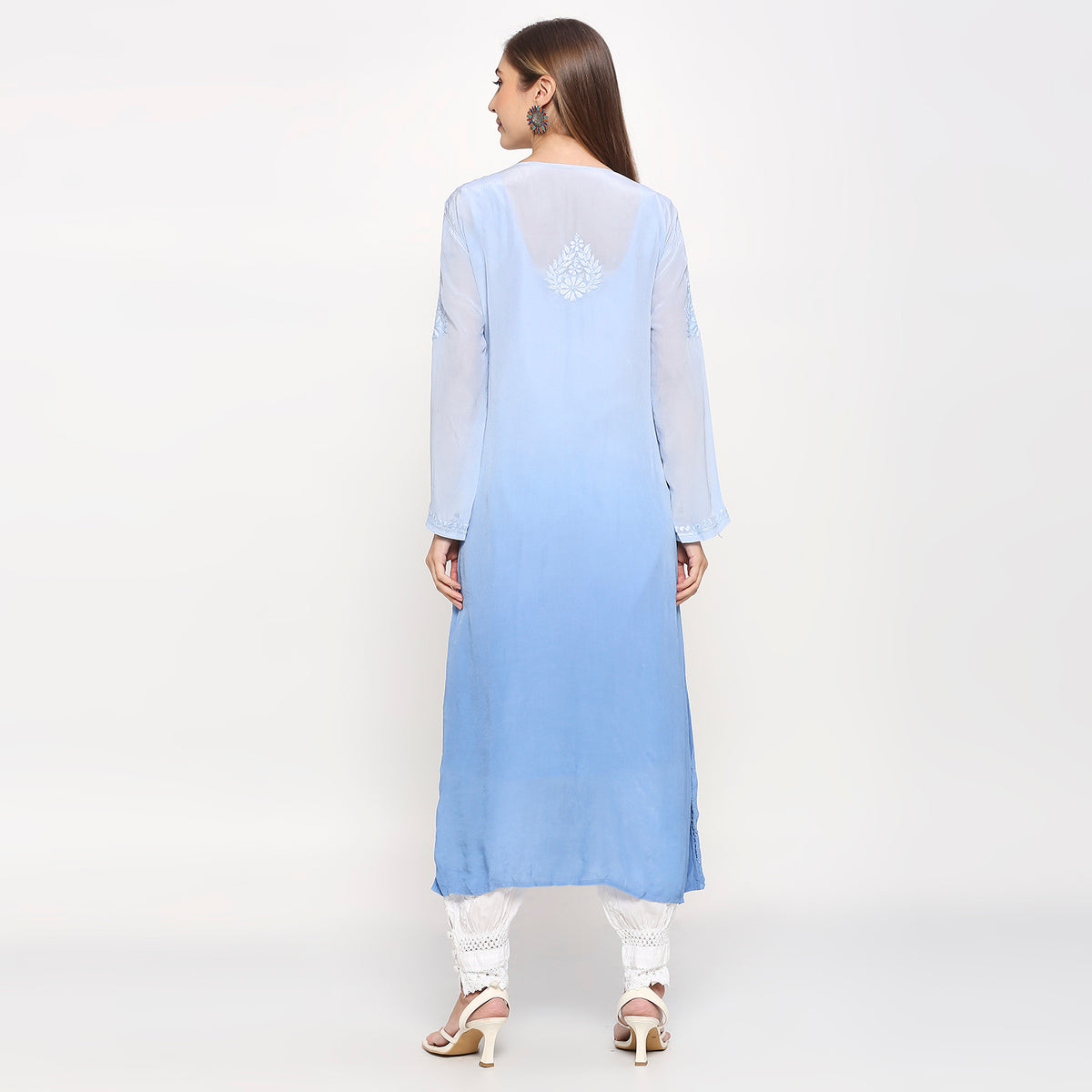 Gul Crepe Chikankari Long Kurti
