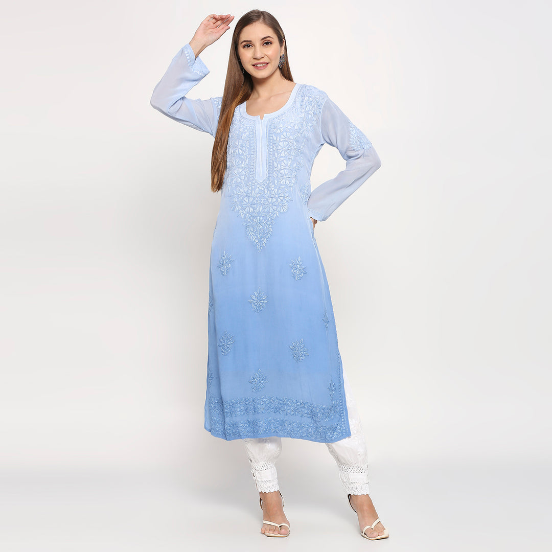 Gul crepe chikankari long Kurti