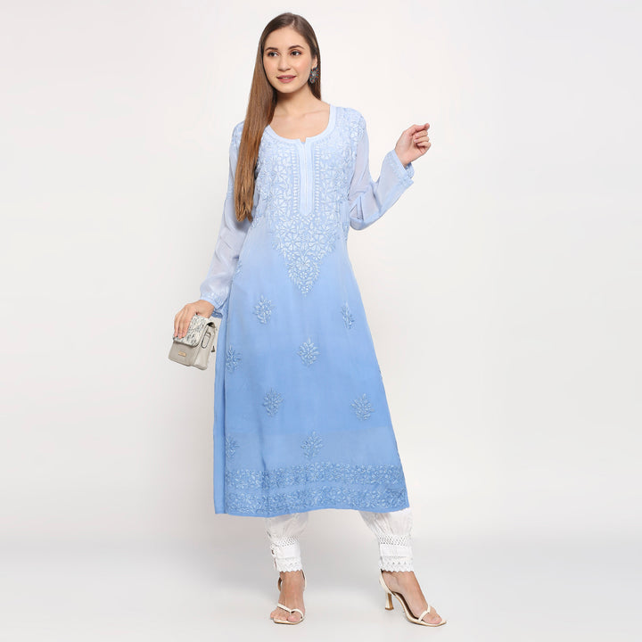 Gul crepe chikankari long Kurti