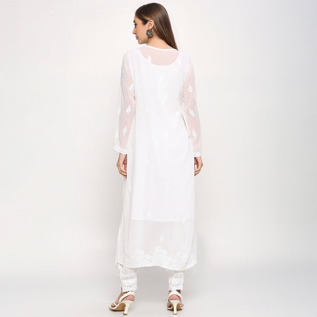 KIARA VISCOSE CHIKANKARI LONG KURTI