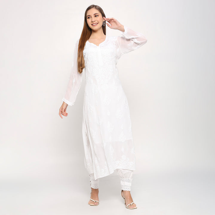 KIARA VISCOSE CHIKANKARI LONG KURTI