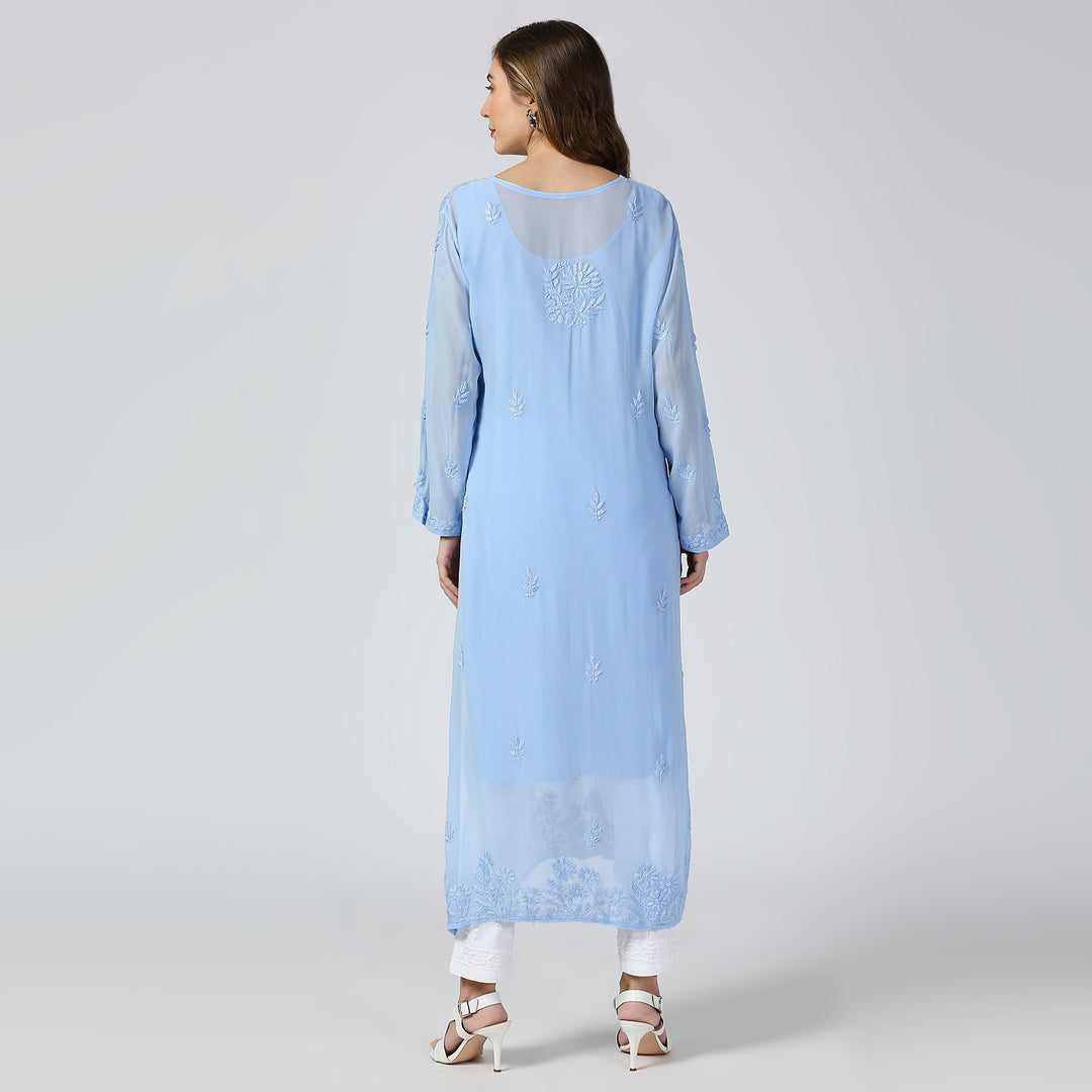 KIARA VISCOSE CHIKANKARI LONG KURTI