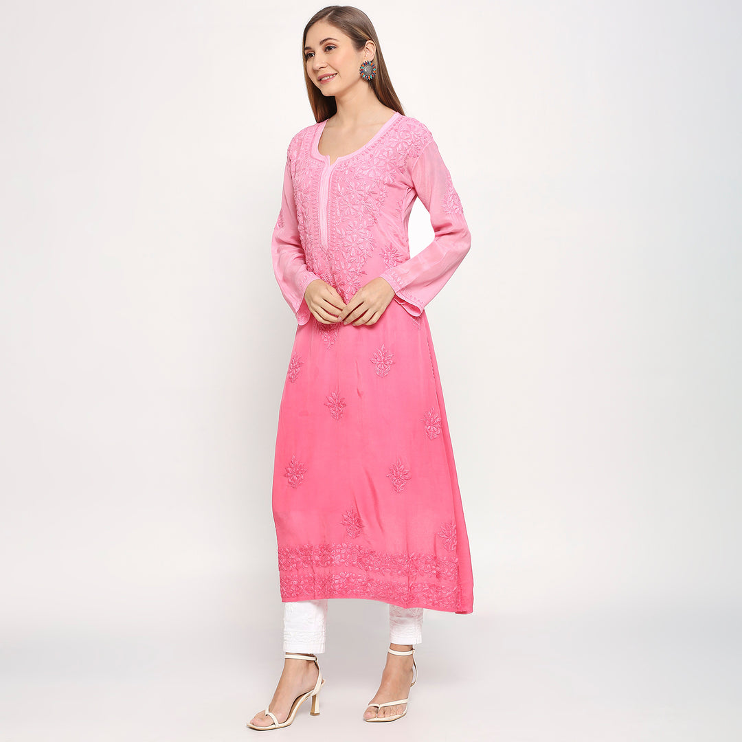 Gul crepe chikankari long Kurti