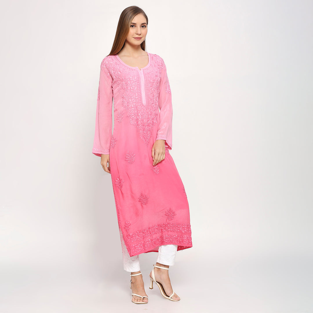 Gul crepe chikankari long Kurti