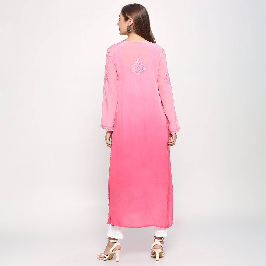 Gul crepe chikankari long Kurti