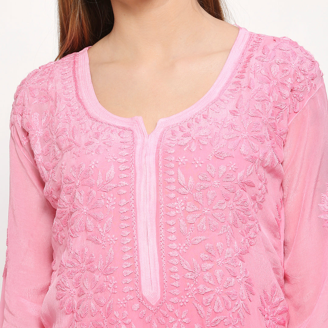 Gul crepe chikankari long Kurti