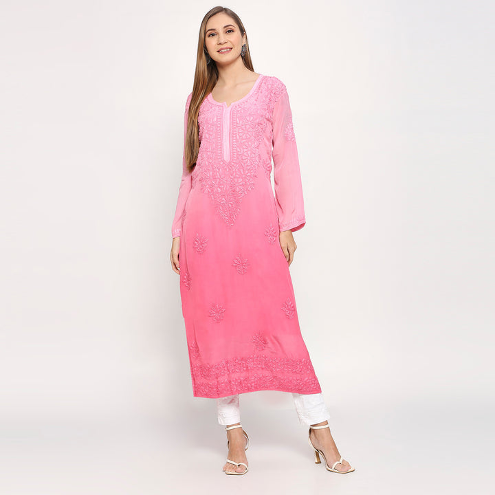 Gul crepe chikankari long Kurti