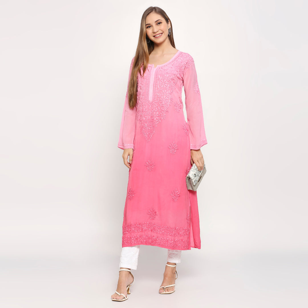 Gul crepe chikankari long Kurti