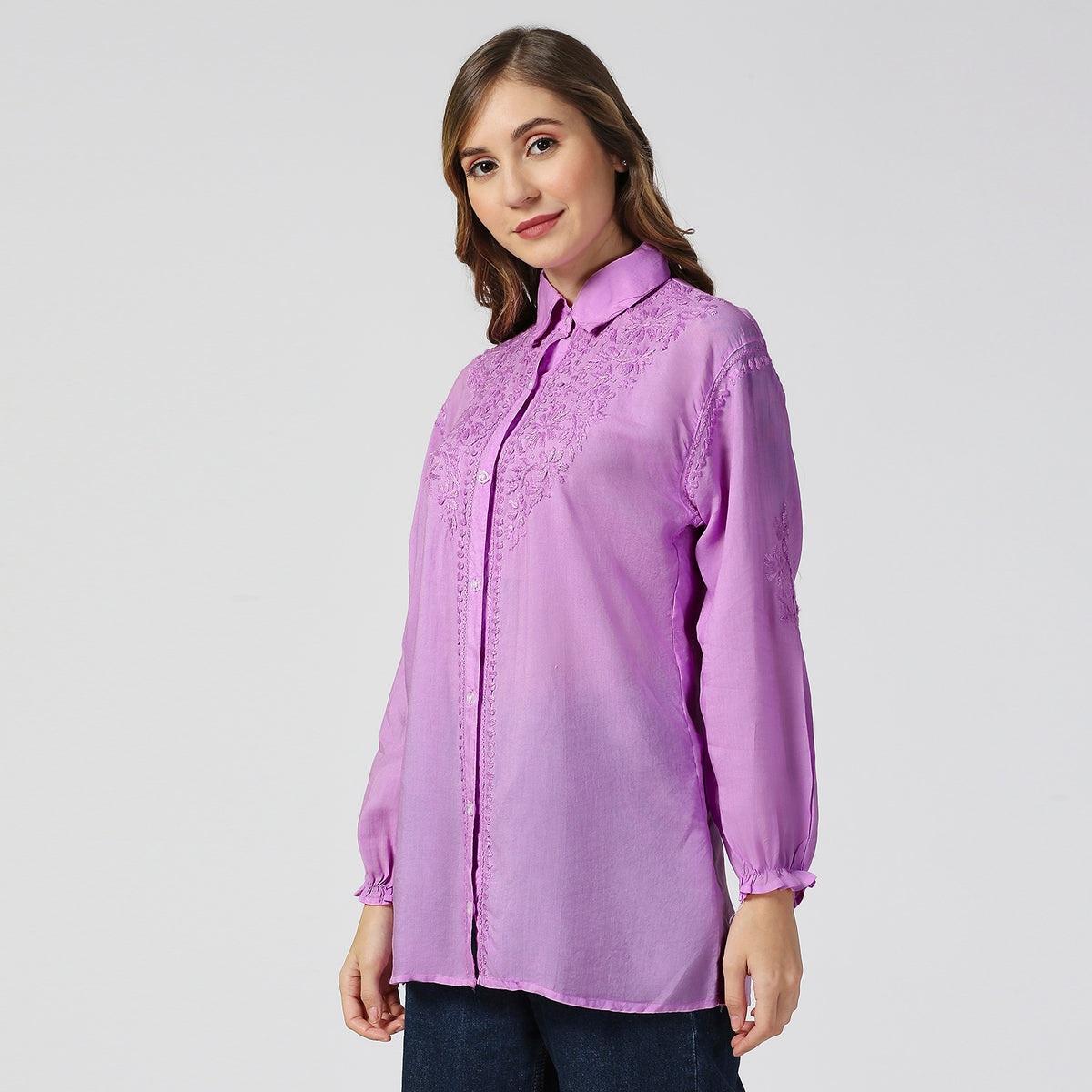 Jade Modal Chikankari Shirt